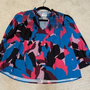crosby. Women's Blue and Pink Patterned Blouse